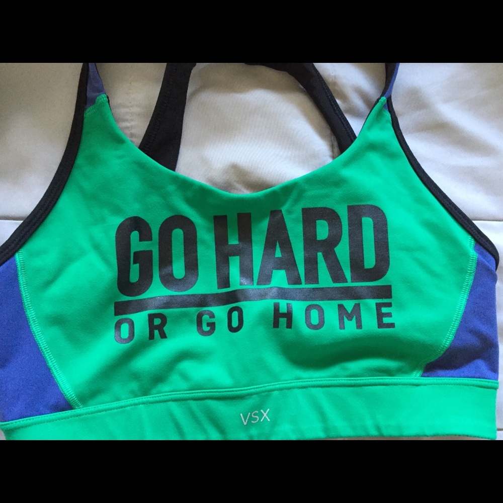 Sports bra- gym bra- pink bra- go hard or go home